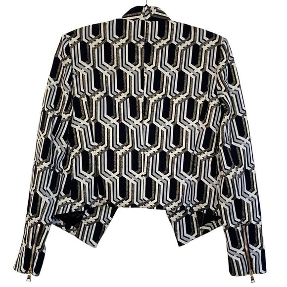 Genetic x Liberty Ross White Hot Metallic Jacquard Fitted Cropped Blazer Sz M - Picture 7 of 16